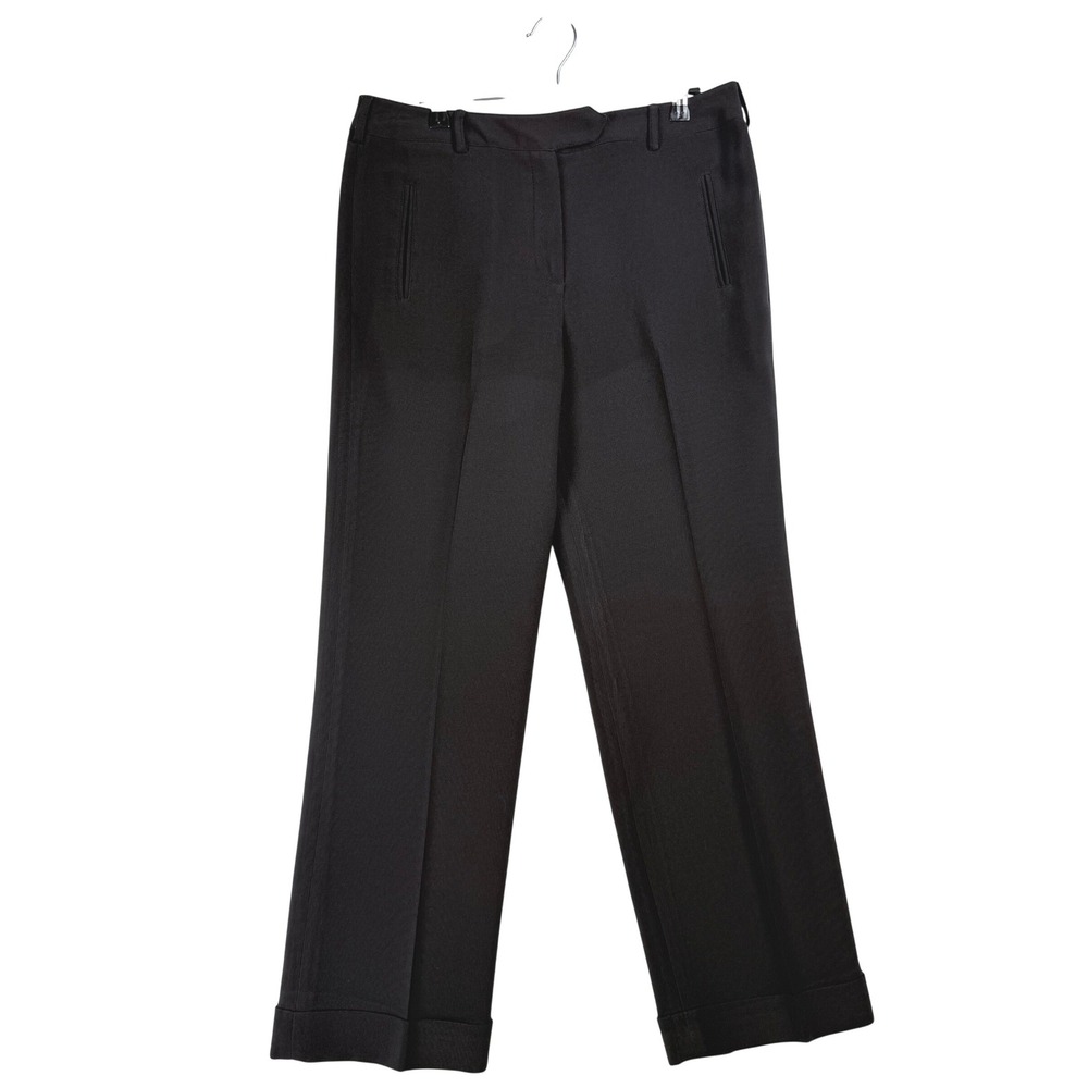 Larry Levine Petite Black Stretch Straight Leg Cuffed Dress Pants‎ Size 10P